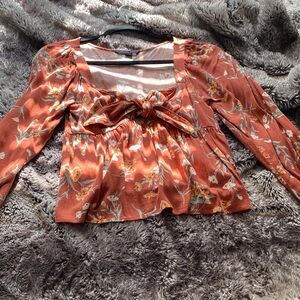 American Eagle Outfitters Rust Floral Blouse